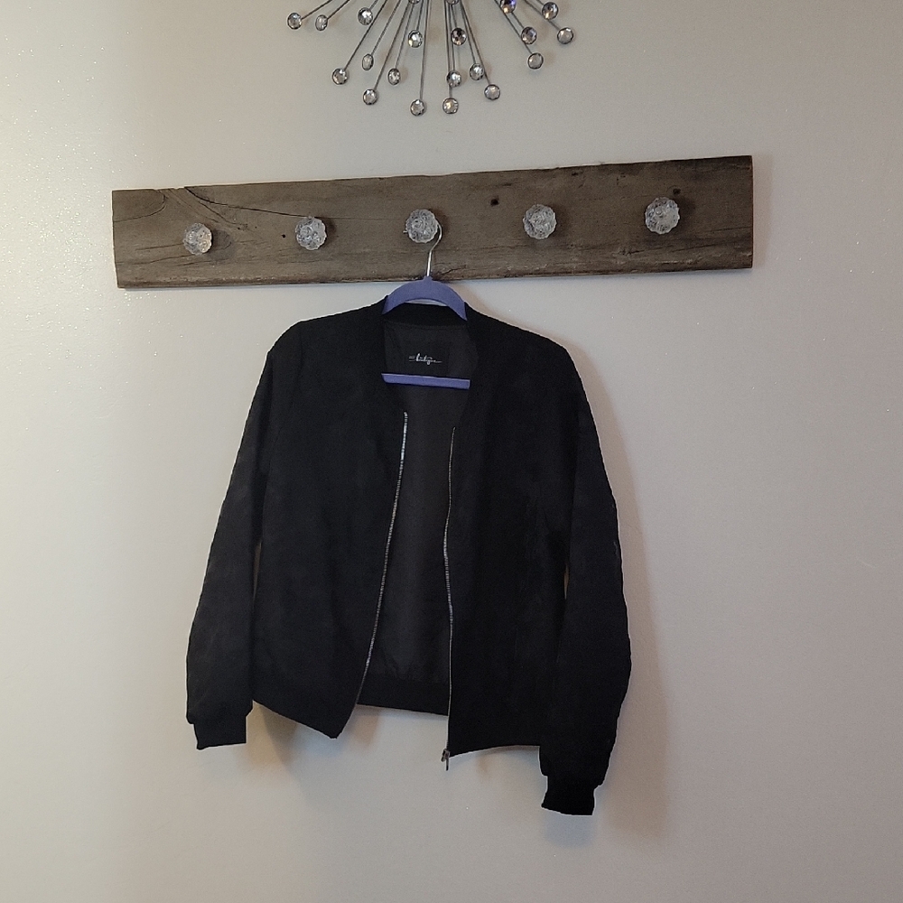 BKE Black Lace Bomber Jacket SZ LG